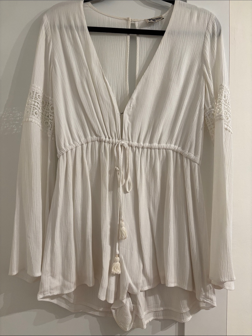 Show Me Your MuMu Cream v neck romper